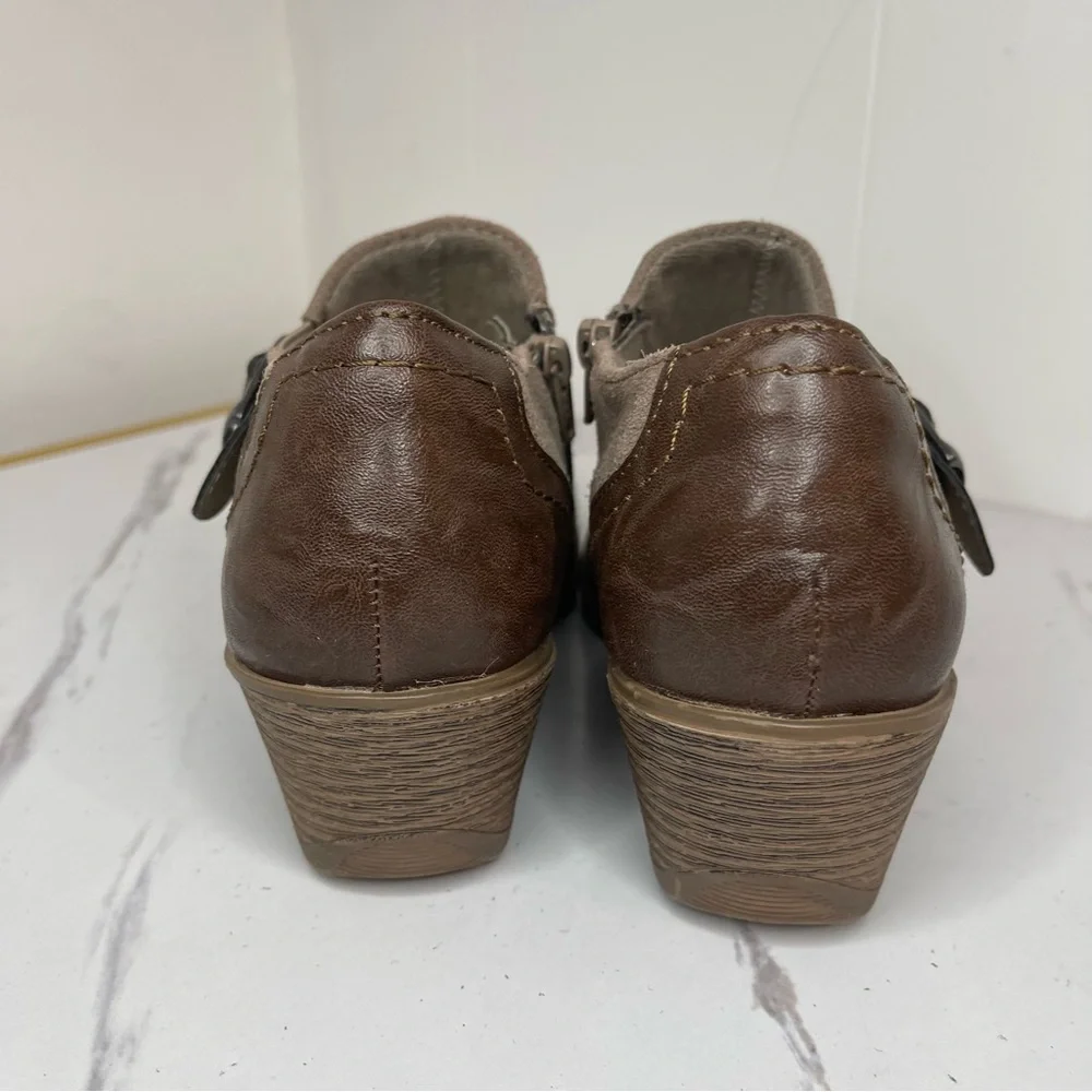 Earth Origins Women Ankle Booties Oakland Eddie Distressed Suede Taupe Size 8M